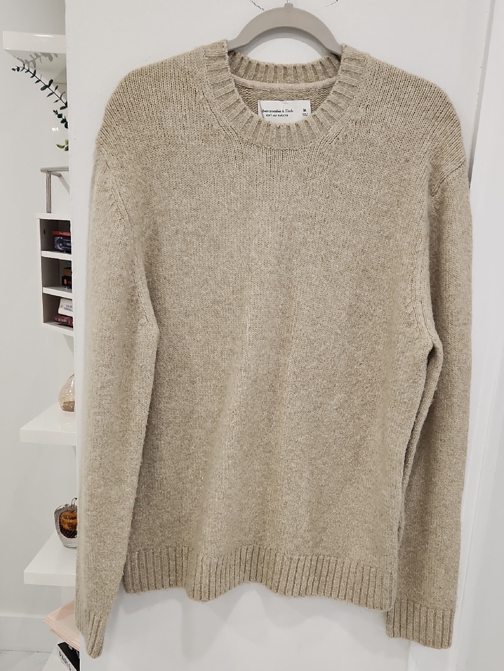 Abercrombie & Fitch Neutral Beige Crewneck Sweater